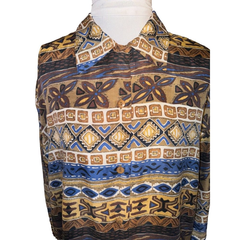 Stunt Collection Button Down Silk Blouse Women Size Medium Vintage - Picture 4 of 10